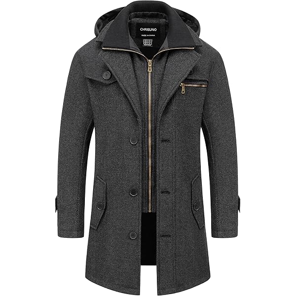 PRIJOUHE Men's Wool Blend Jacket Single Breasted Slim Fit Thick